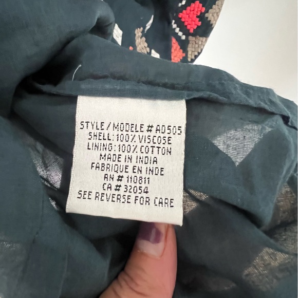 Anthropologie Yoana Baraschi Boho Embroidered Cross Stitch Dress - Picture 6 of 9